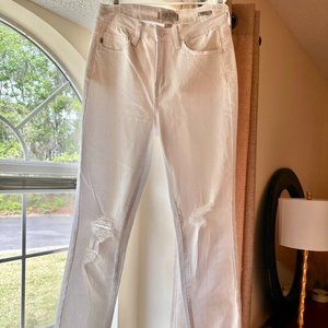 Like New Women's Judy Blue Distressed Mid Rise Skinny Jean White Size 5 / 27